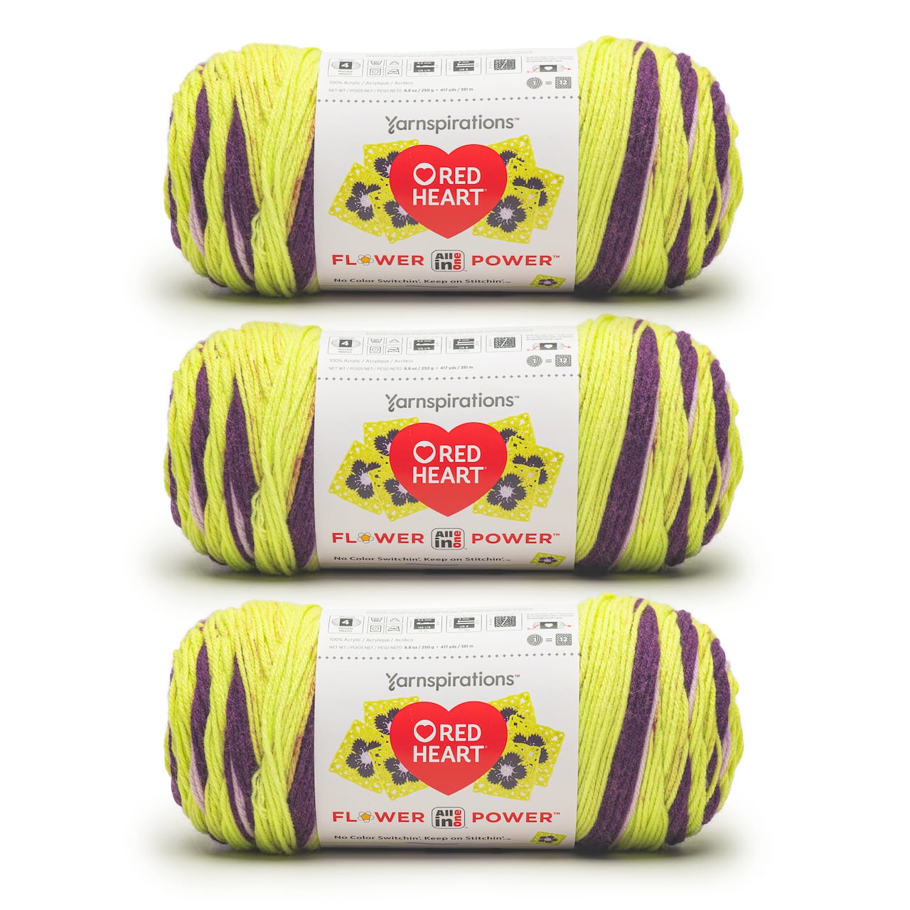 3 Pack Red Heart® All In One Flower Power™ Yarn